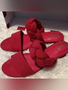 NWT Circus NY by Sam EdelmN DANIELLE BRAIDED SLIDE SANDAL/Candy Red Womens Sz 9
